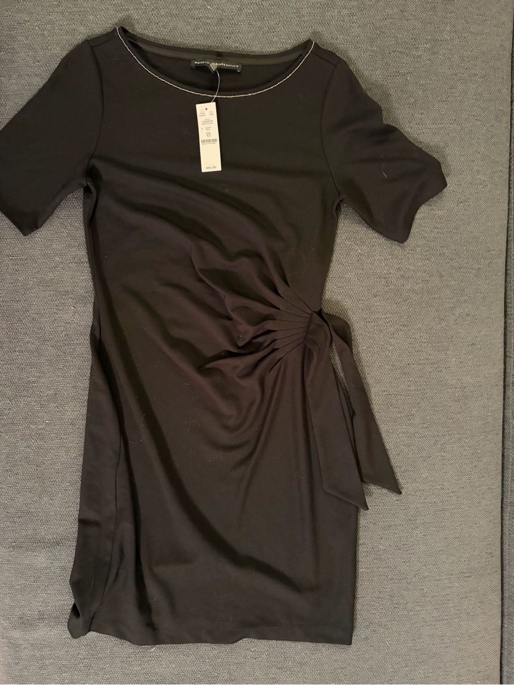 White House Black Market Black Side-Ruched Tie Mini Dress